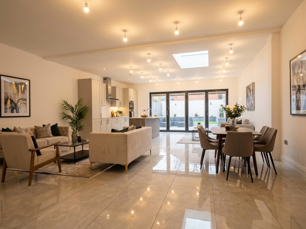 Full house refurbishment open plan living East London