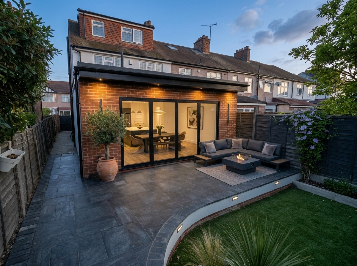 Rear house extension with garden terrace East London